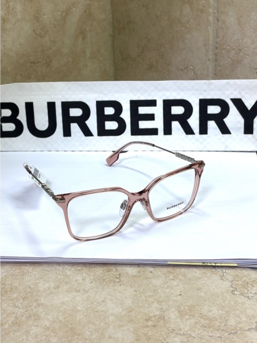 New Burberry BE2376 4069 Blush Pink Square Optical Frames